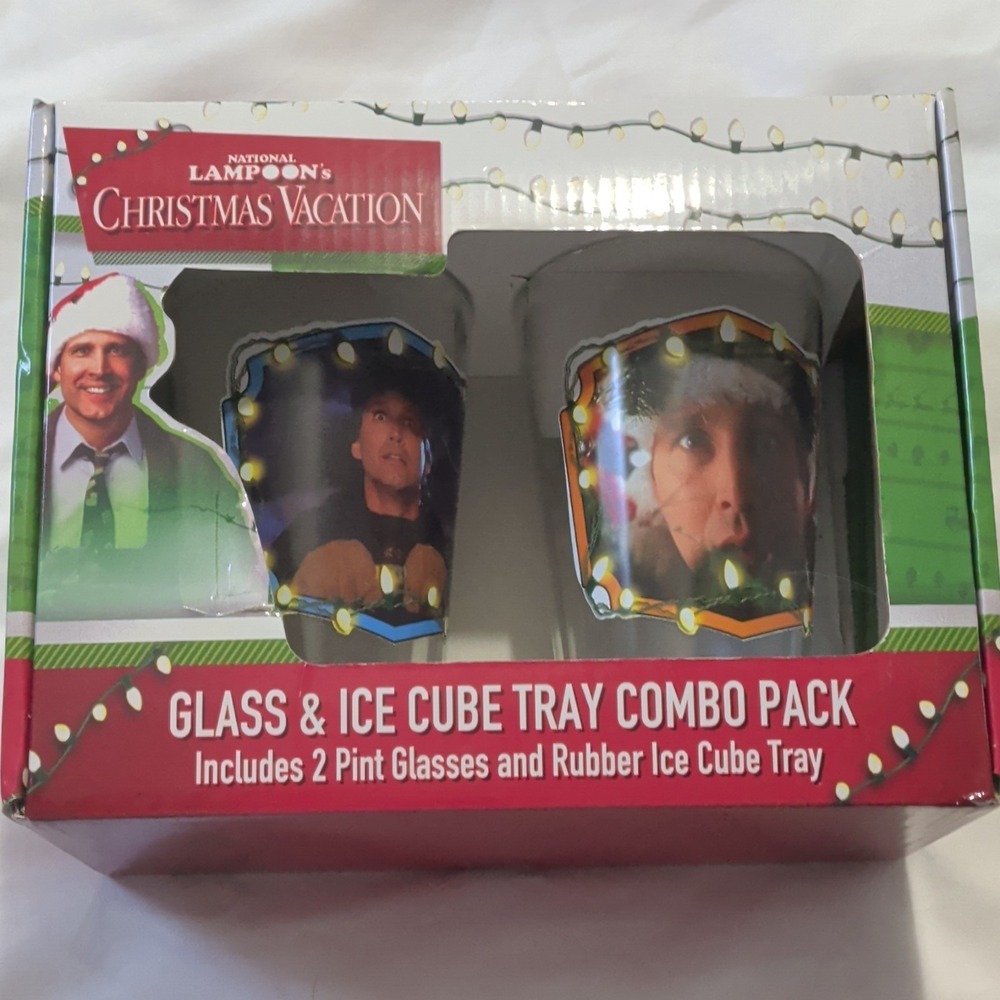 National Lampoon's Christmas Vacation Glass & Ice Cube Tray Set, 2 Pint Glasses